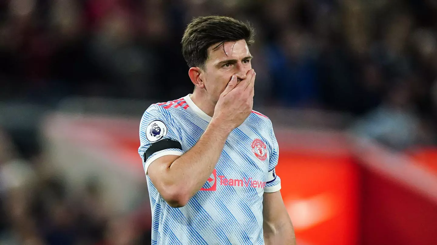 Harry Maguire against Liverpool. (Alamy)