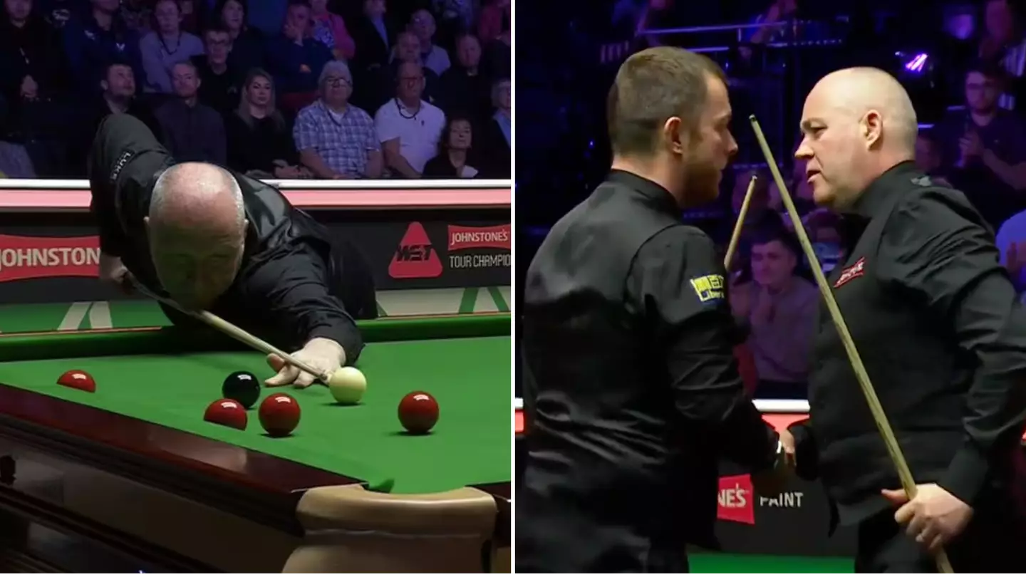 John Higgins applauded by crowd for classy act of sportsmanship during Tour Championship snooker match