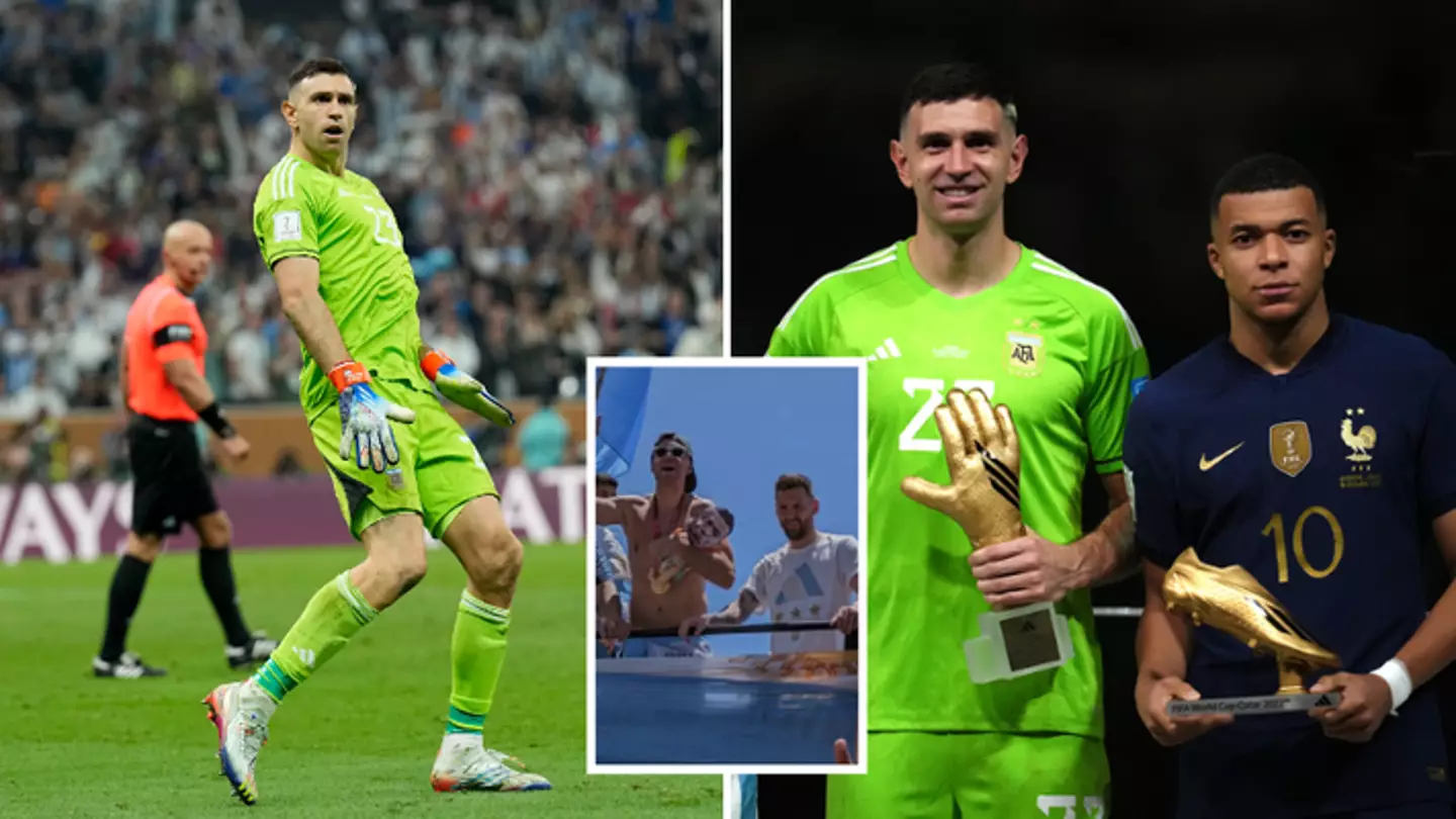 Emiliano Martinez brutally trolled Kylian Mbappe during Argentina's trophy parade