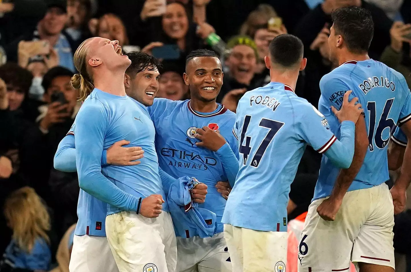 Haaland celebrates his goal vs Fulham. (Image