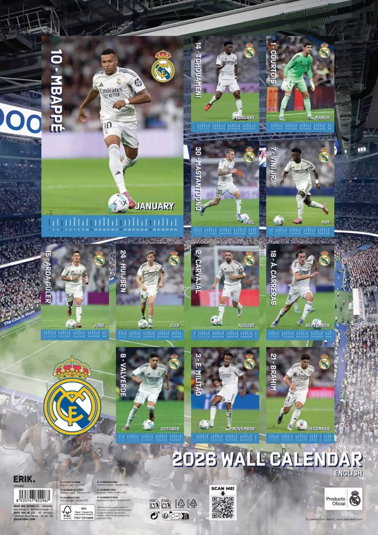 Real Madrid 2026 calendar. Image: Calendar Club/Real Madrid
