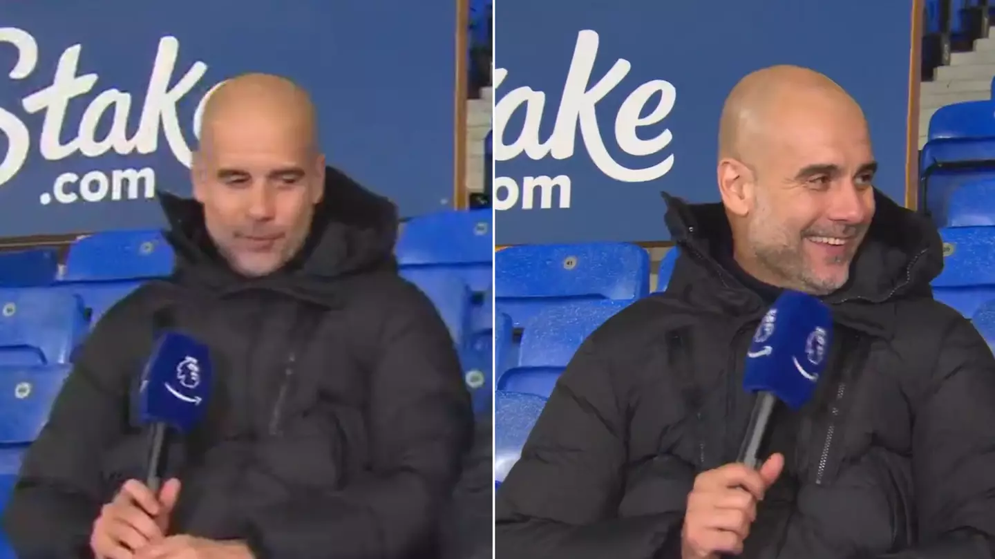 Why Pep Guardiola was forced to do his Man City post-match interview in the stands at Everton