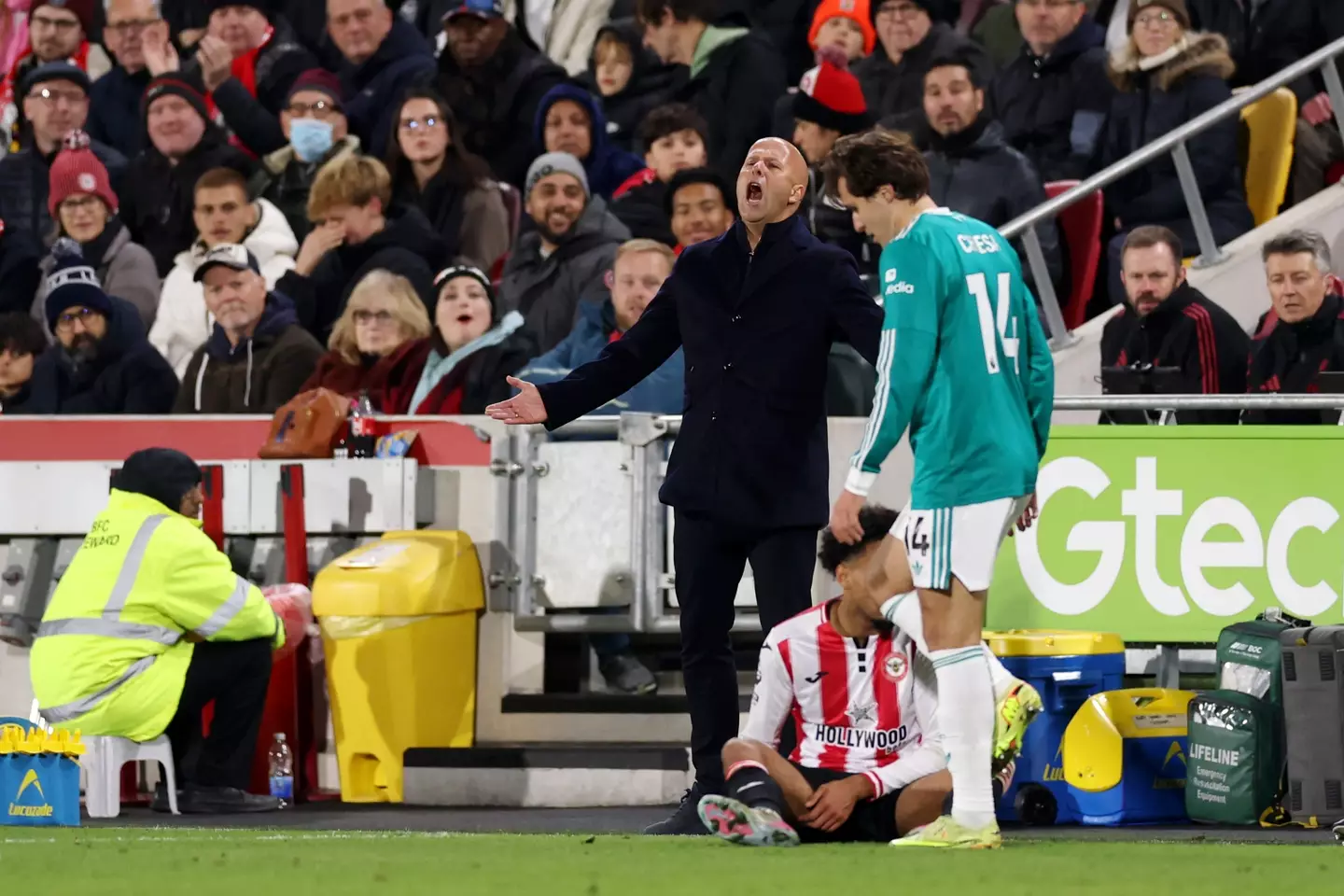 Slot cut a frustrated figure on the touchline. Image credit: Getty