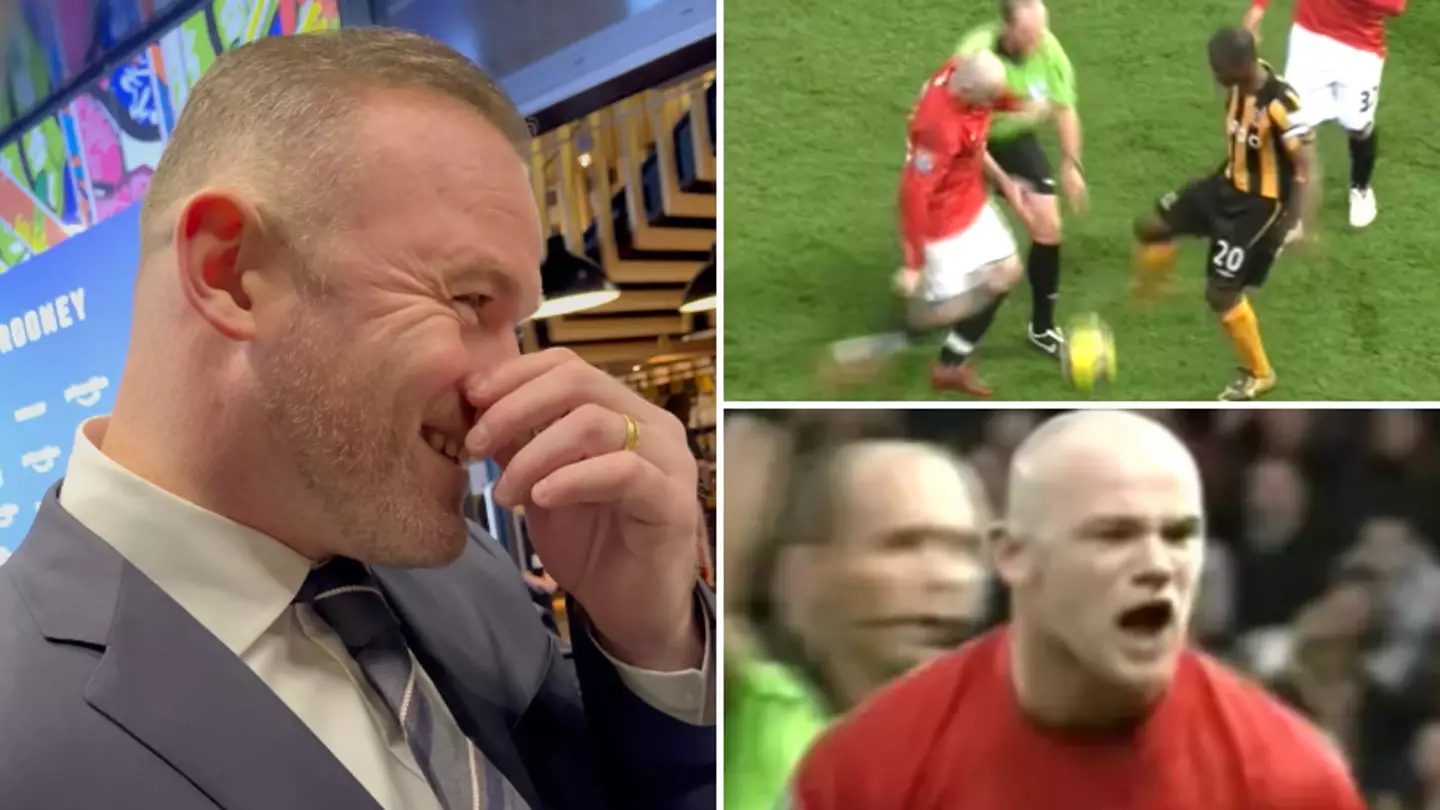 Wayne Rooney Reacts To Moment When He Contested A Drop-Ball Against Hull With Skinhead