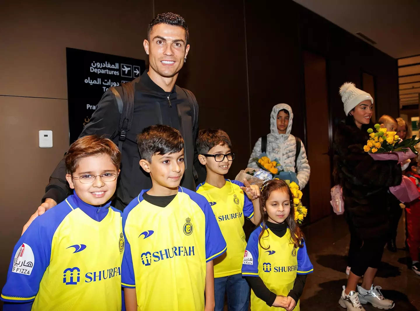 New Al Nassr signing Cristiano Ronaldo arriving at King Khalid International Airport in Saudi Arabia on Monday.