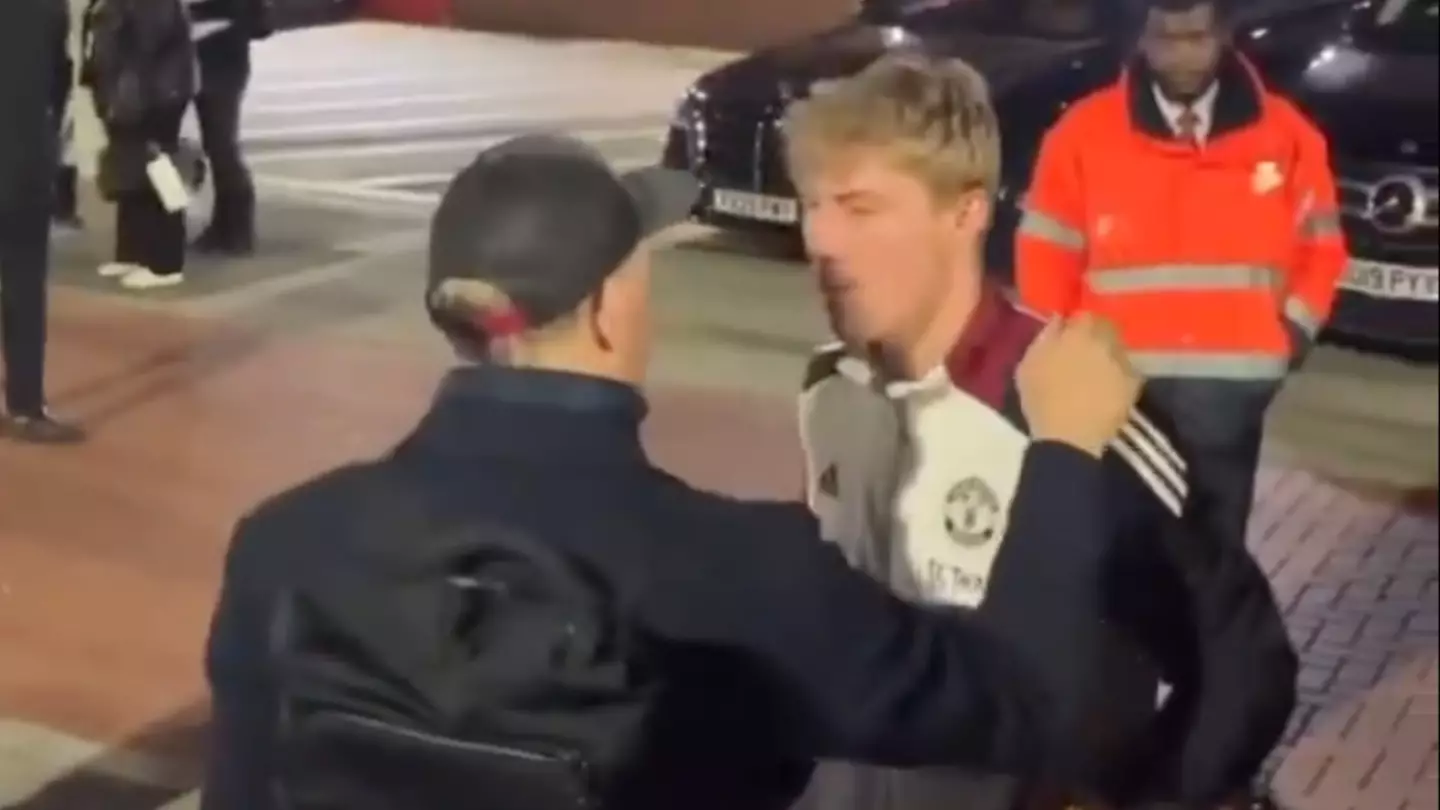 Man Utd fans concerned about Rasmus Hojlund as footage of him with club legend outside Old Trafford emerges