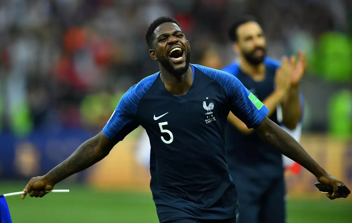 Umtiti celebrates winning the World Cup. (Image