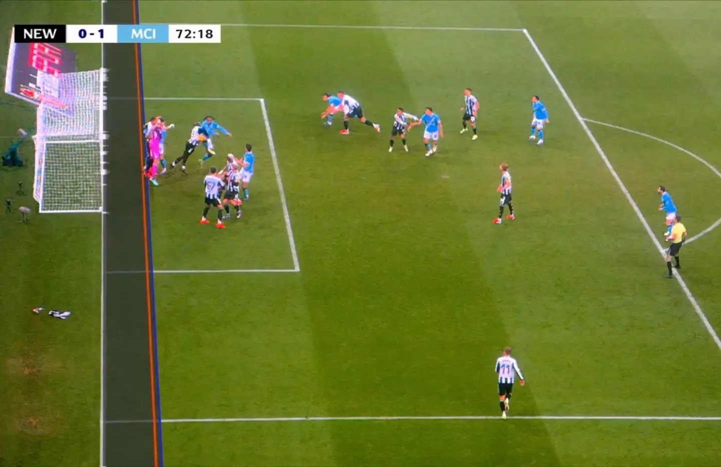 The offside call which brought a rant from Pep Guardiola. Image: Sky Sports
