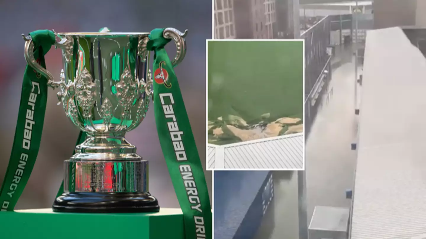 First Carabao Cup fixture involving Premier League club called off after flooding leaves stadium with 'sinkhole' in the pitch