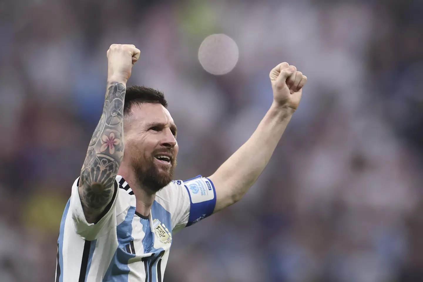 Messi celebrates Argentina's World Cup triumph. (Image