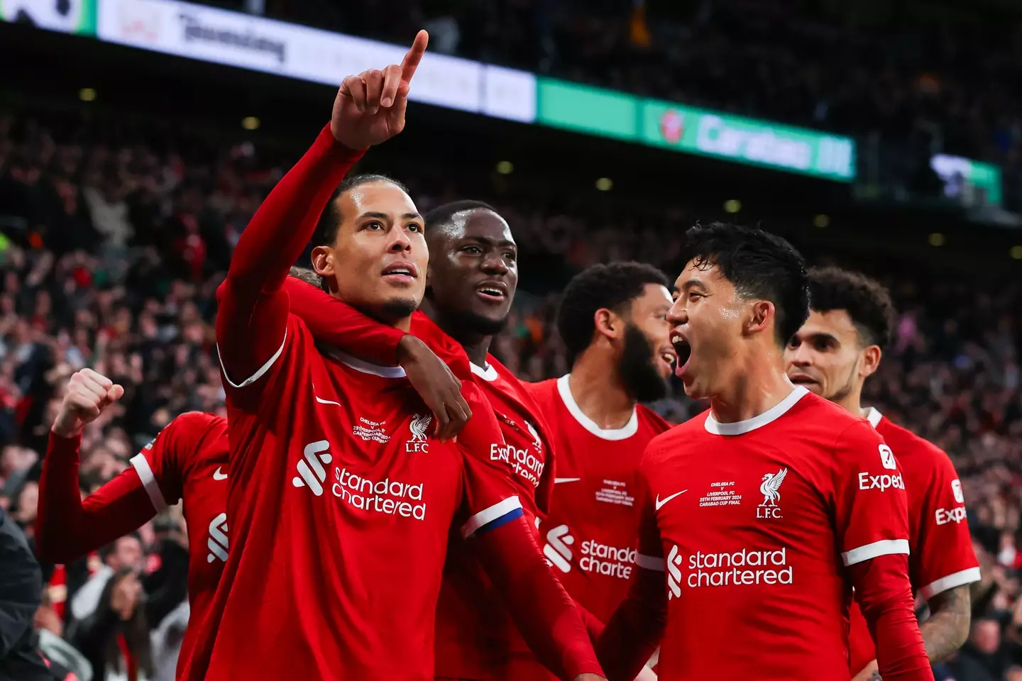 Van Dijk scored a late winner in the Carabao Cup final (Getty)