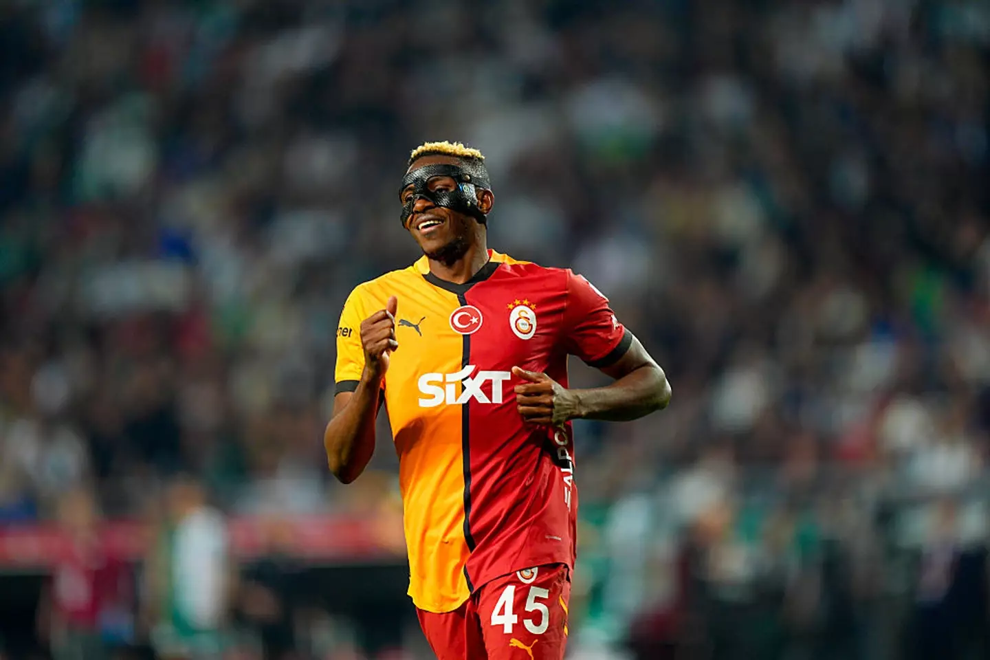 Victor Osimhen has impressed at Galatasaray this season. (Image: Getty)