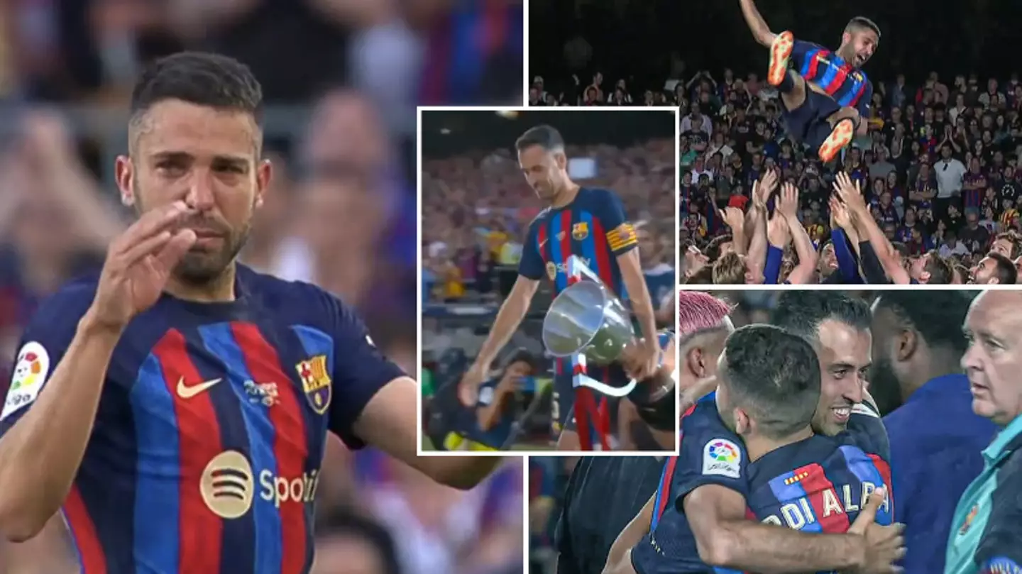 Jordi Alba and Sergio Busquets given emotional farewells from Barcelona