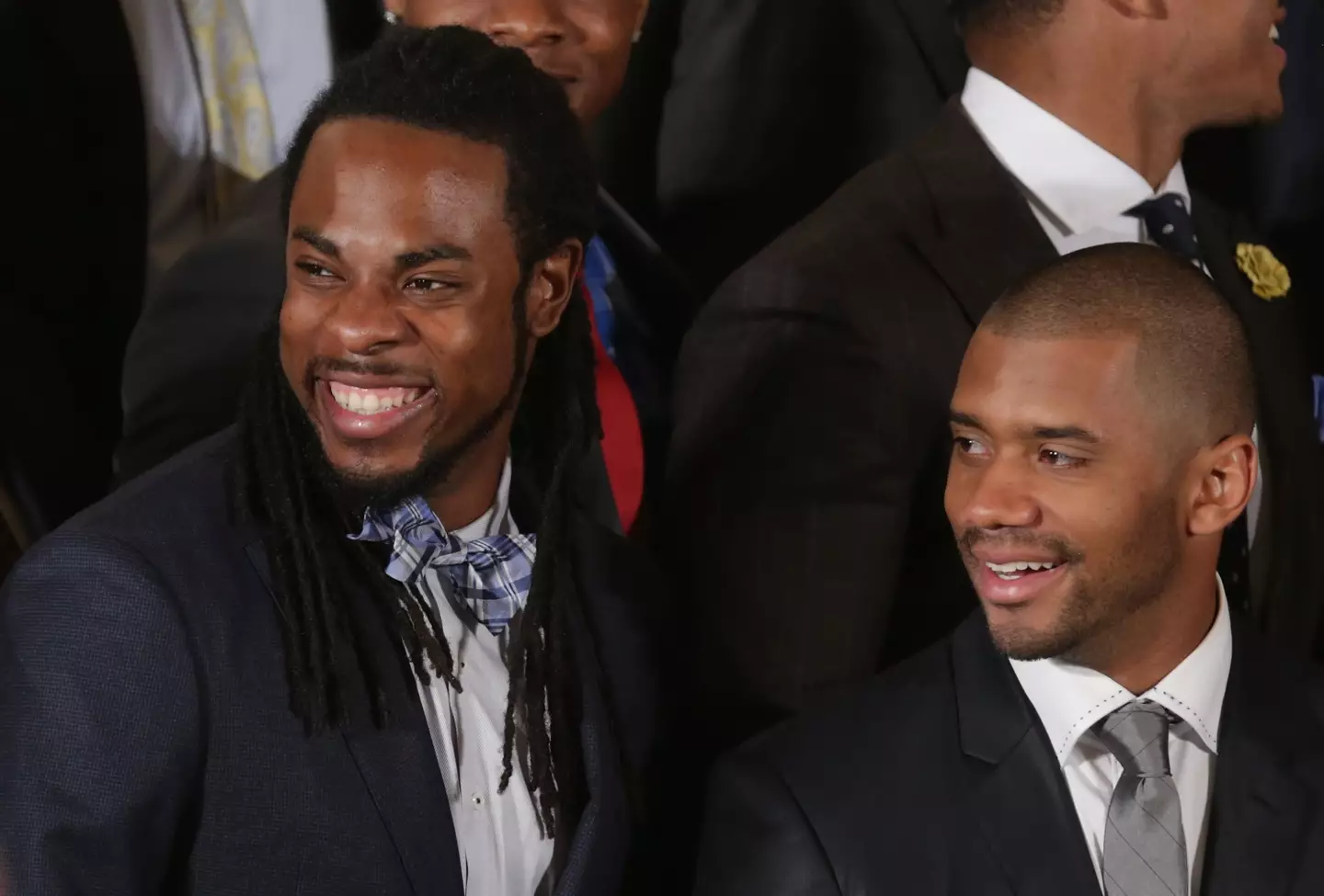 Richard Sherman and Russell Wilson. Image: Chip Somodevilla / Staff via Getty