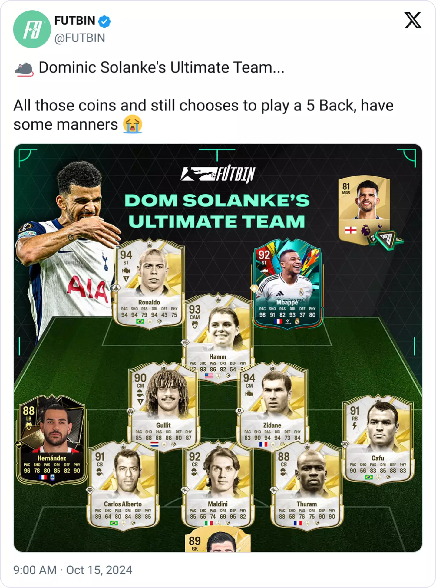 Dominic Solanke's FC 25 Ultimate Team (FUTBIN)