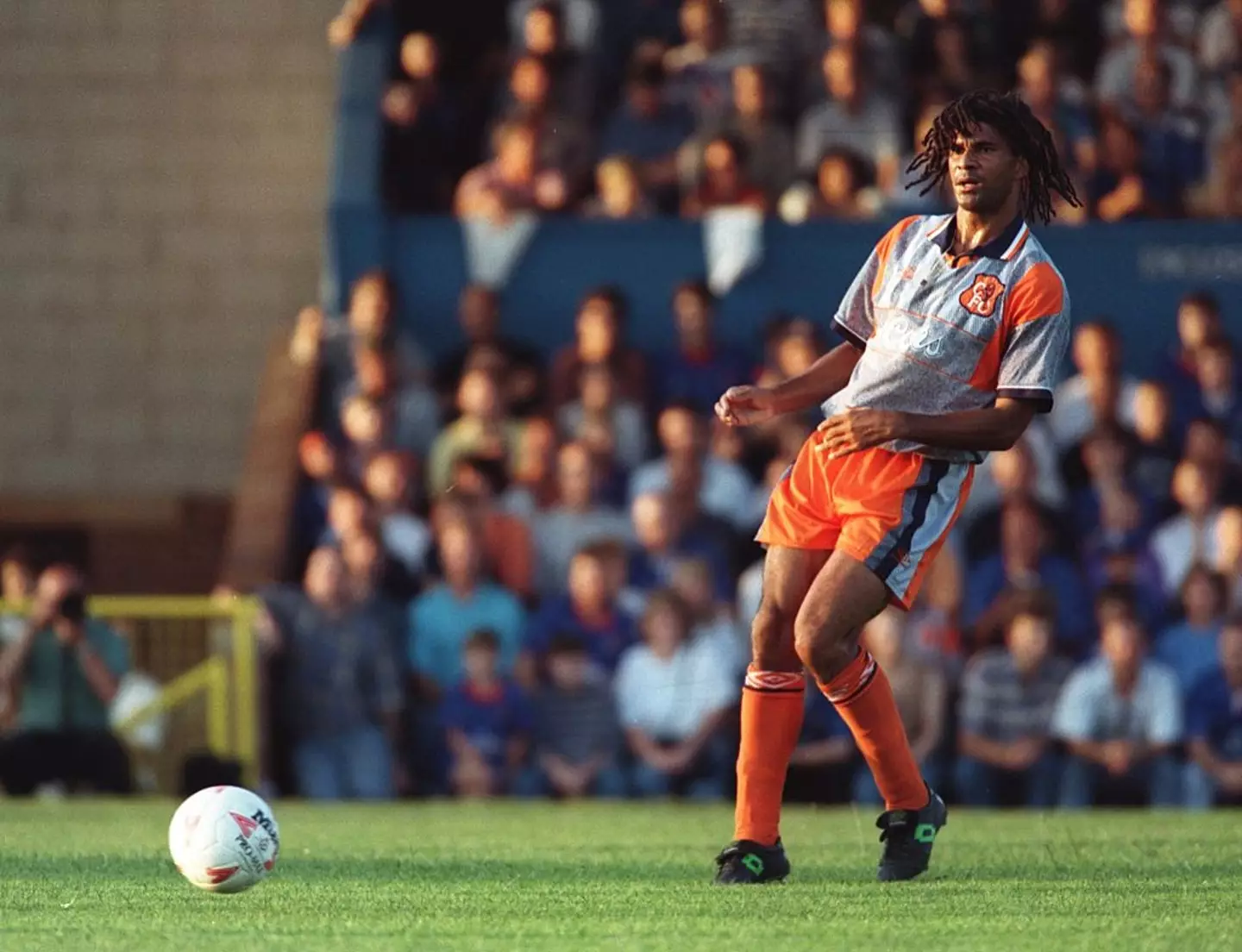 Ruud Gullit in action for Chelsea in 1995 (Credit:Getty)