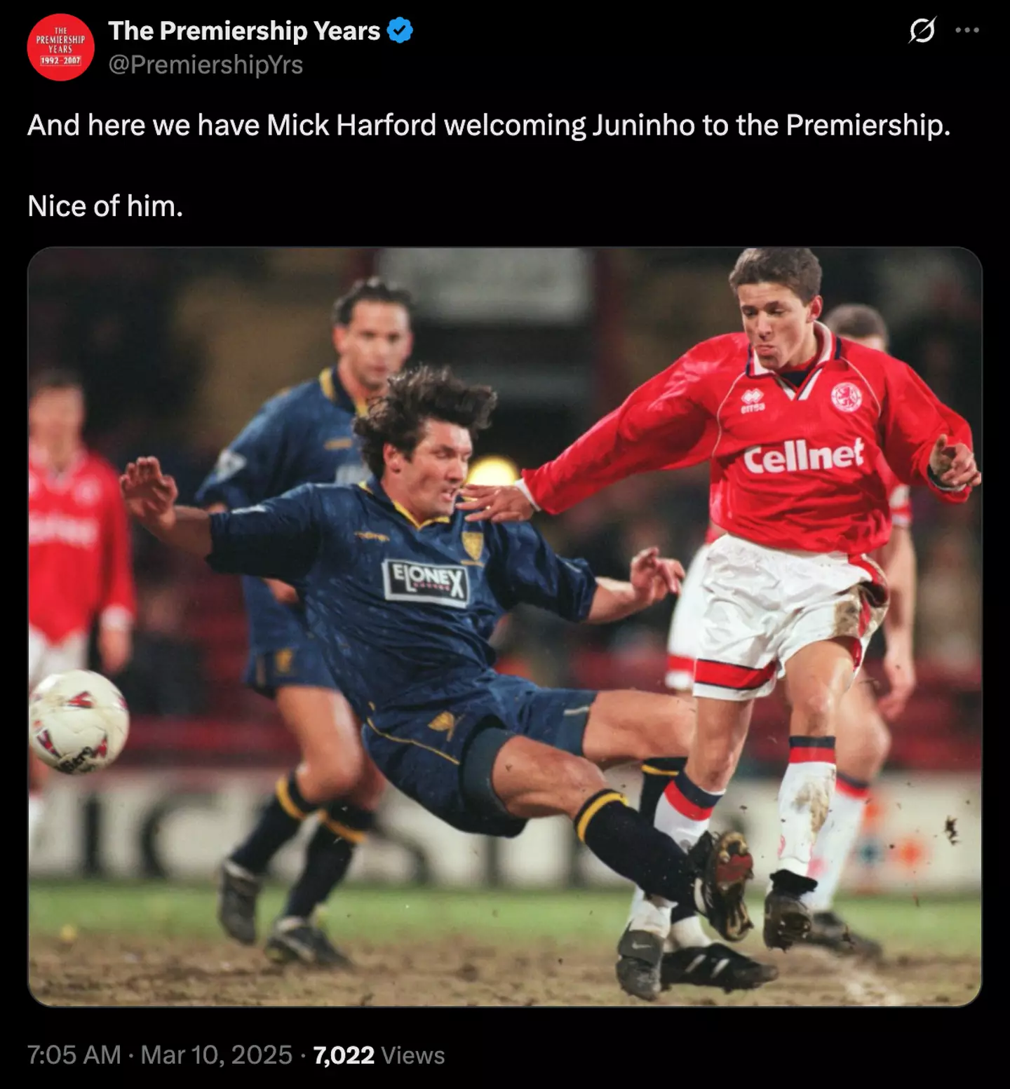 Mick Harford was one of the First Division's toughest players (Image: Twitter)