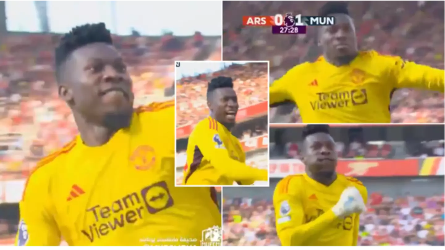 Andre Onana seen celebrating in front of Arsenal fans after Man Utd goal, his joy quickly turned to despair