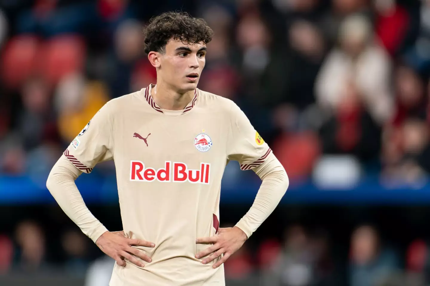 Liverpool midfielder Stefan Bajcetic (pictured) is currently on loan at RB Salzburg (Image: Getty)