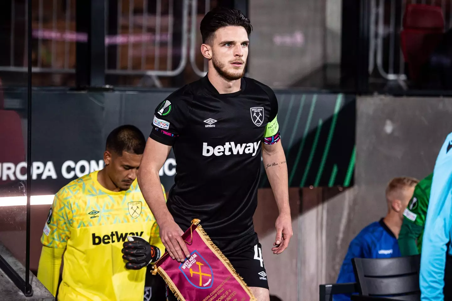 Declan Rice (41) of West Ham seen during the UEFA Europa Conference League match between Silkeborg IF and West Ham. (Alamy)
