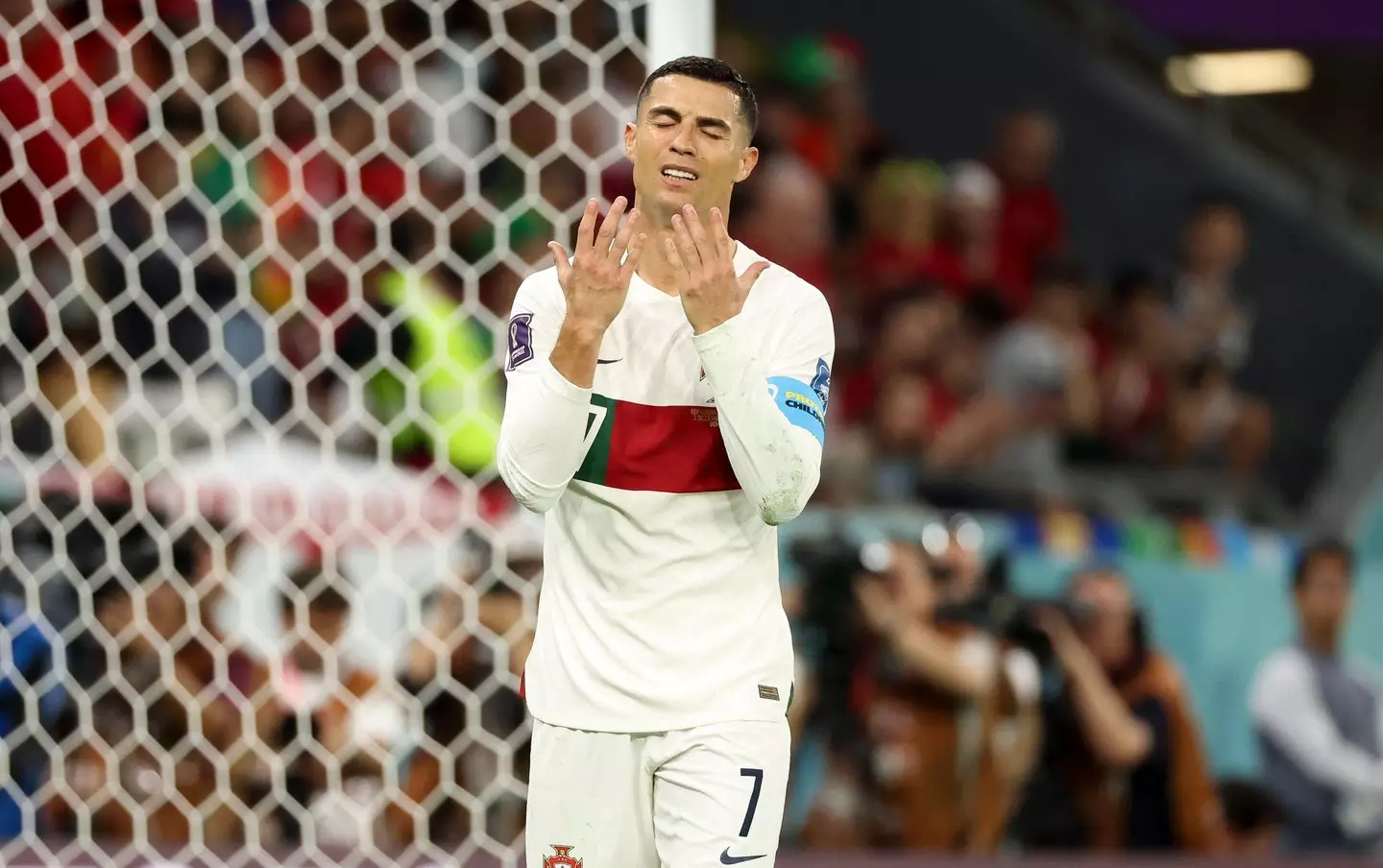 Cristiano Ronaldo cuts a frustrated figure during Portugal vs. South Korea. Image: Alamy