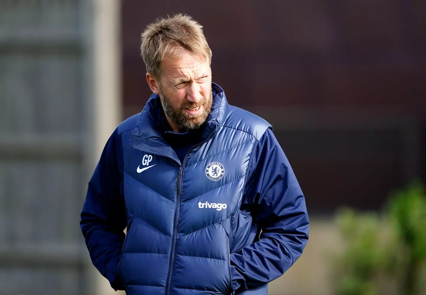 Graham Potter during a training session at Chelsea. Image: Alamy