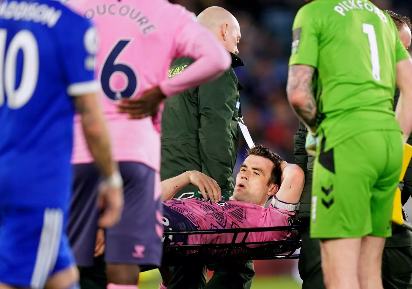 Coleman is stretchered off. Image: Alamy