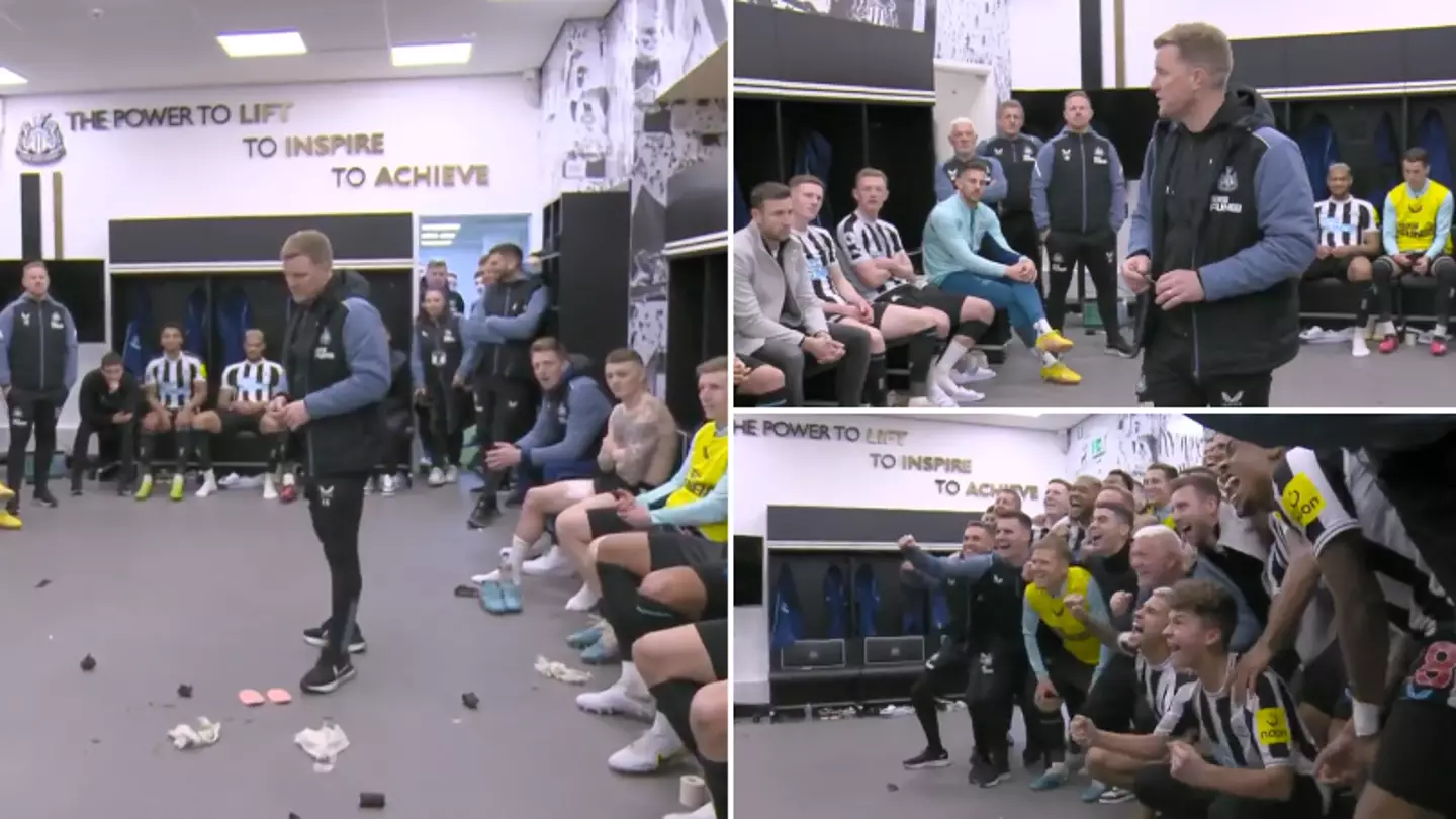Footage of Eddie Howe's dressing room team talk after Man Utd win emerges, it's great content
