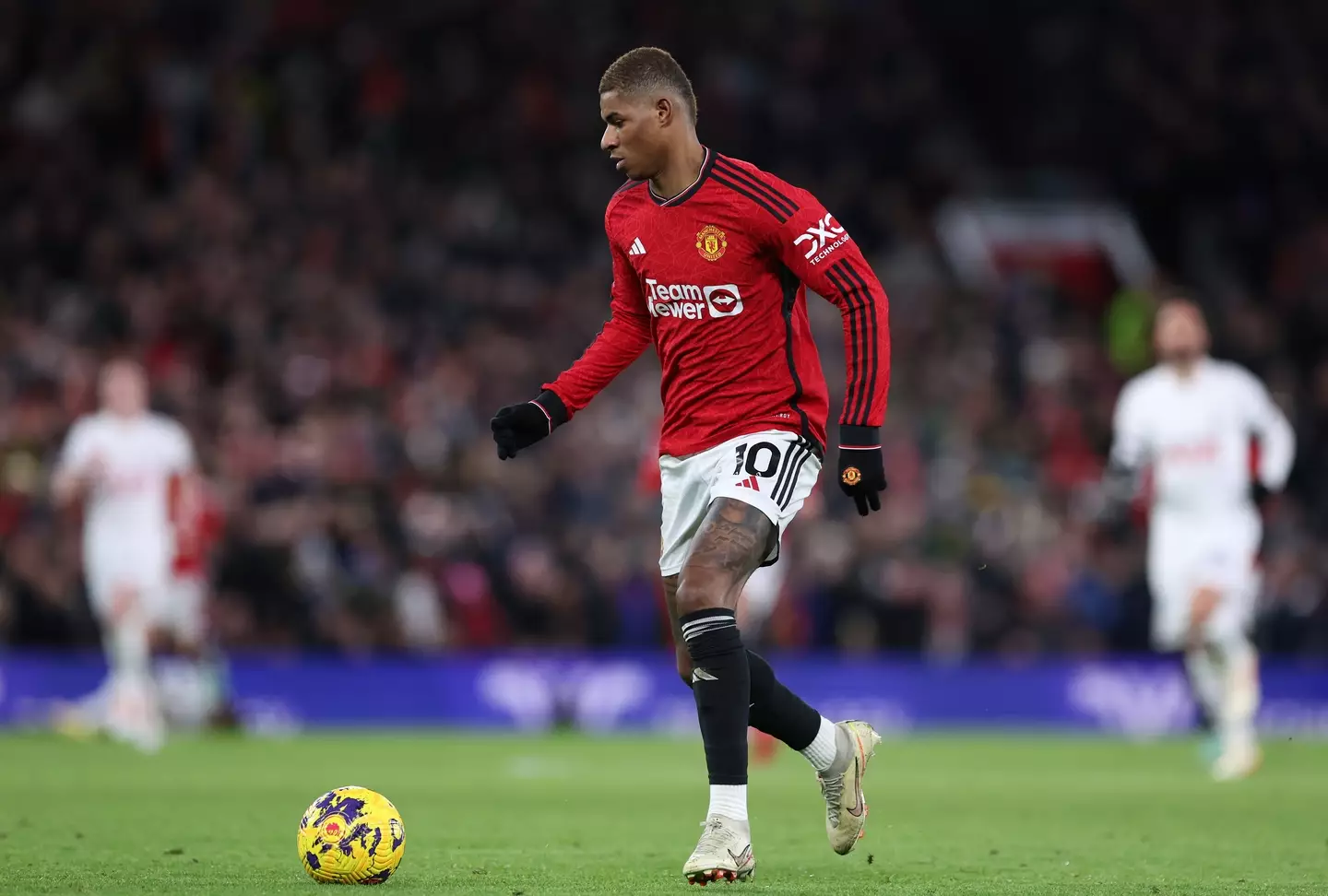 Marcus Rashford in action against Tottenham. Image: Getty