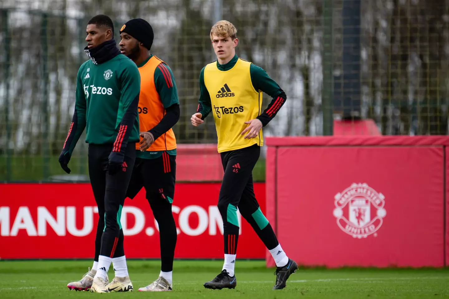 Toby Collyer in Manchester United training (