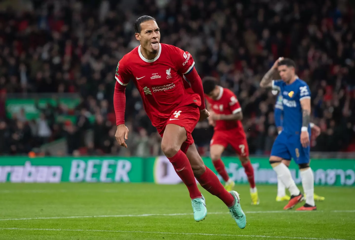 Van Dijk scored a last minute winner in the Carabao Cup final (Getty)