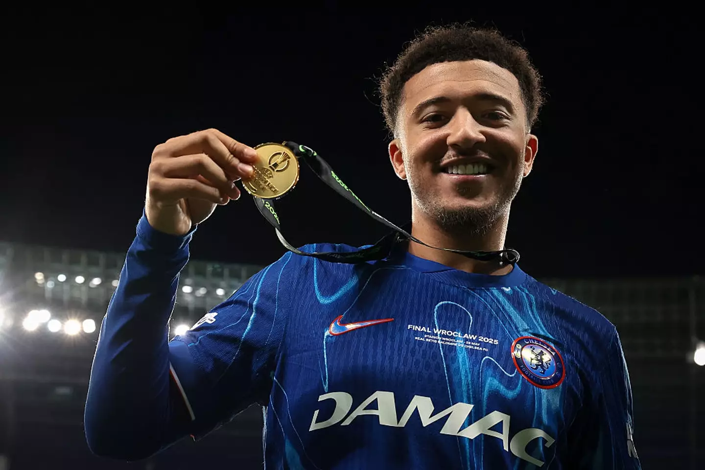 Jadon Sancho won the Conference League with Chelsea last season. (Image: Getty)