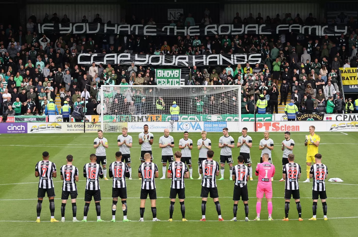 Celtic fans displayed the banner during a minute's applause for the Queen (Image: Alamy)