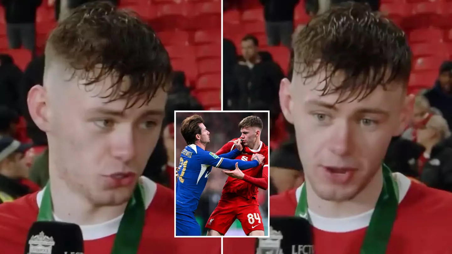 Conor Bradley almost dropped X-rated clanger on live TV after Ben Chilwell incident in Carabao Cup final