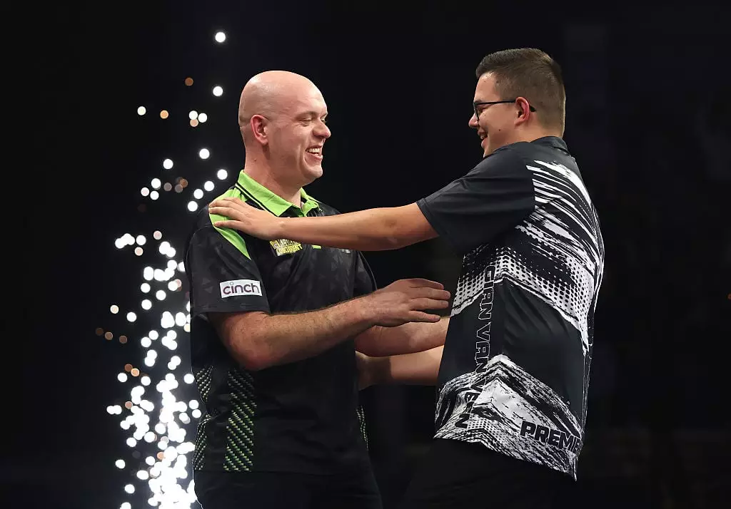 Van Gerwen beat Van Veen to win Night One of the Premier League. (Image: Stu Forster/Getty Images)