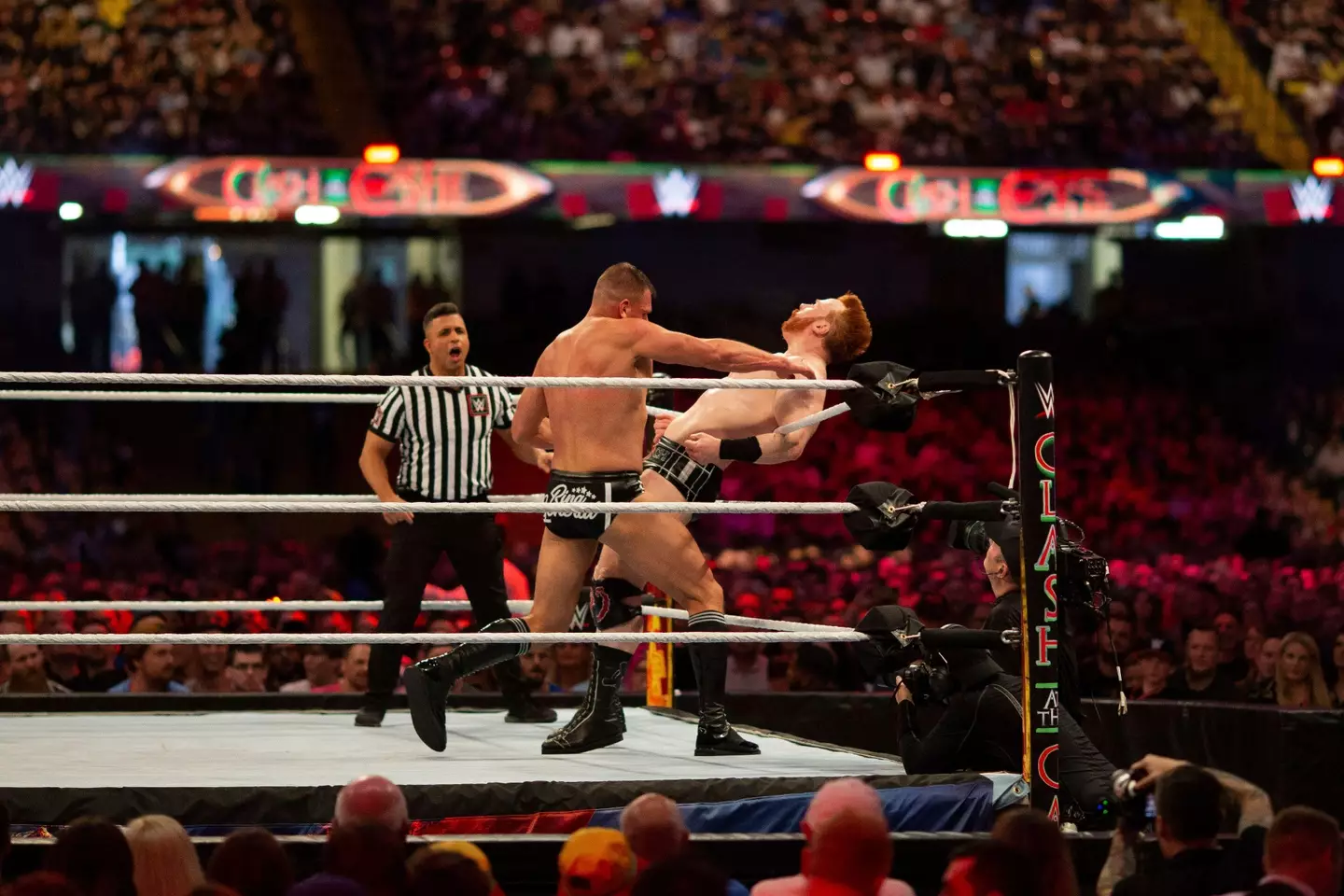 Gunther chopping Sheamus.