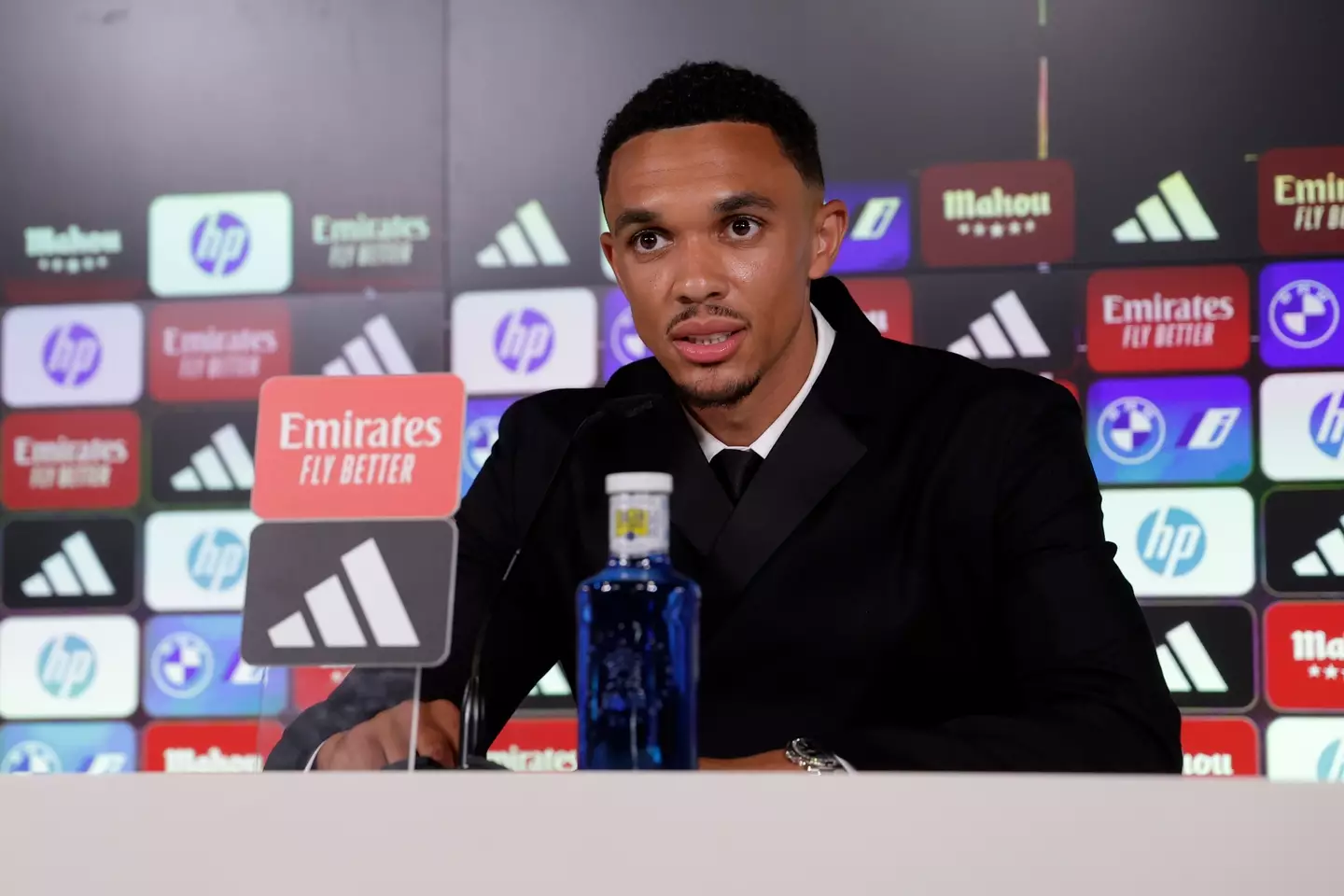 Trent Alexander-Arnold spoke to the press during his Real Madrid unveiling. Image: Getty