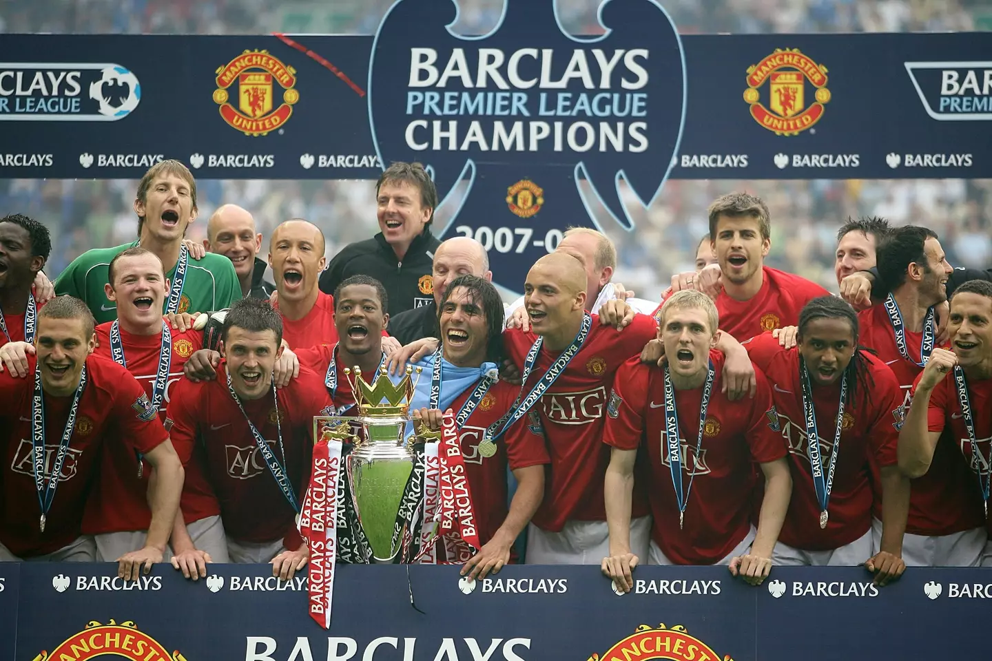 United celebrate with the title in 2008. Image: PA Images