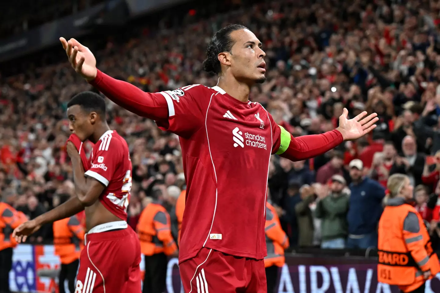 Van Dijk celebrates scoring the winner. Image credit: Getty