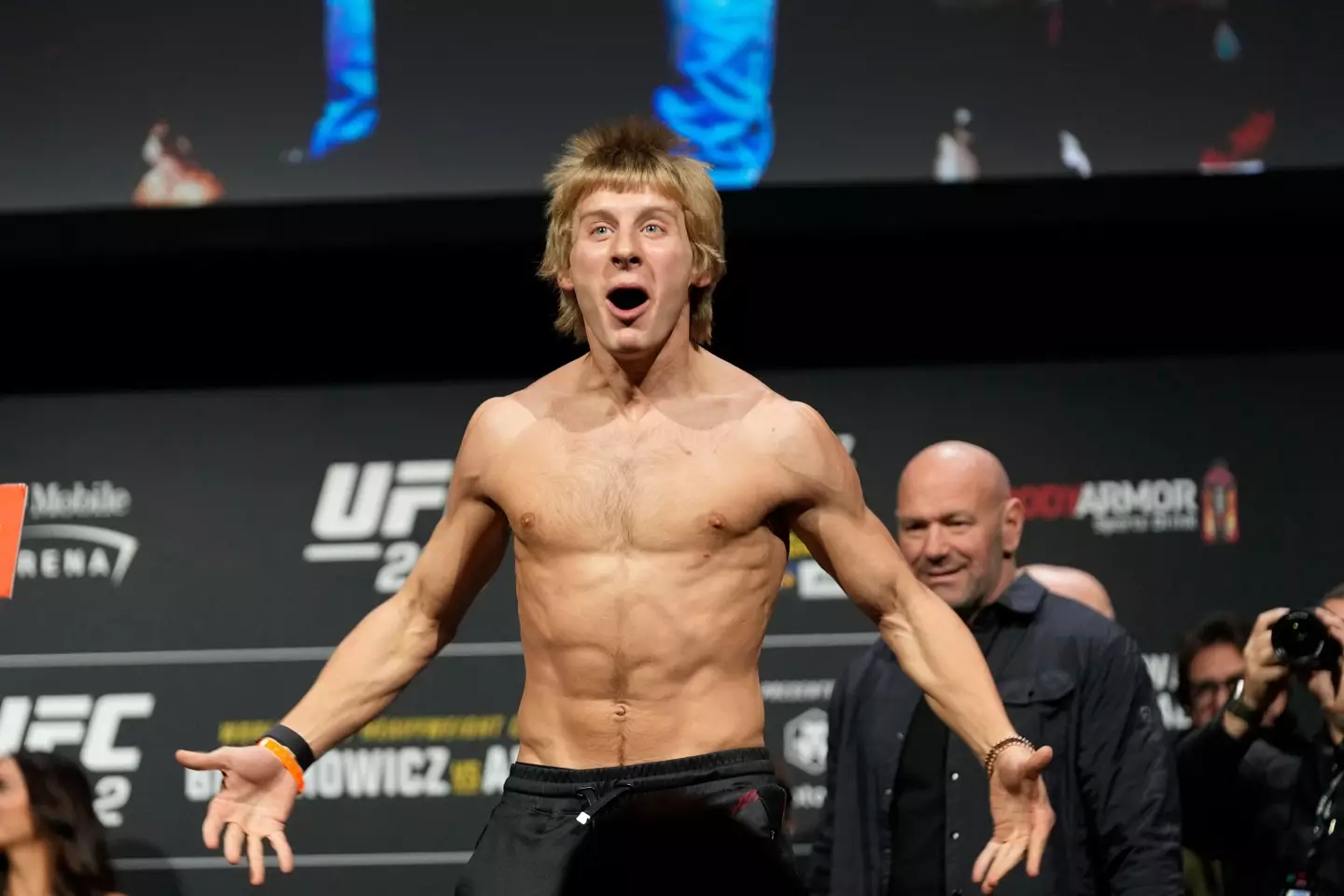 Paddy Pimblett at the UFC 282 ceremonial weigh-ins. Image: Alamy