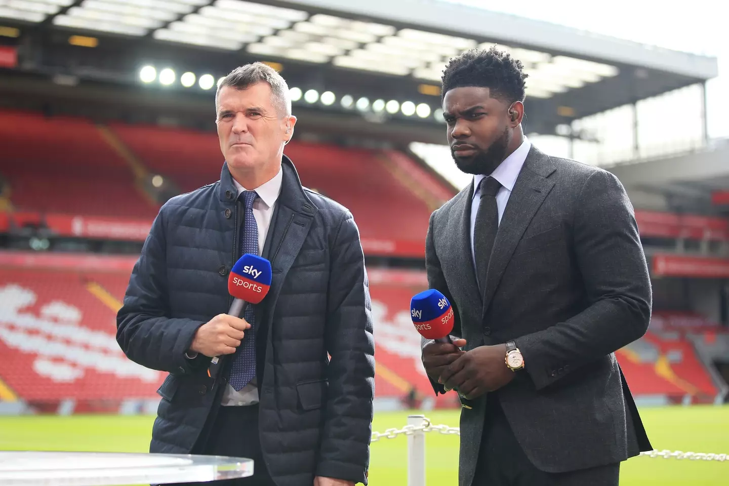 Micah Richards working as a pundit for Sky Sports. Image: Getty 