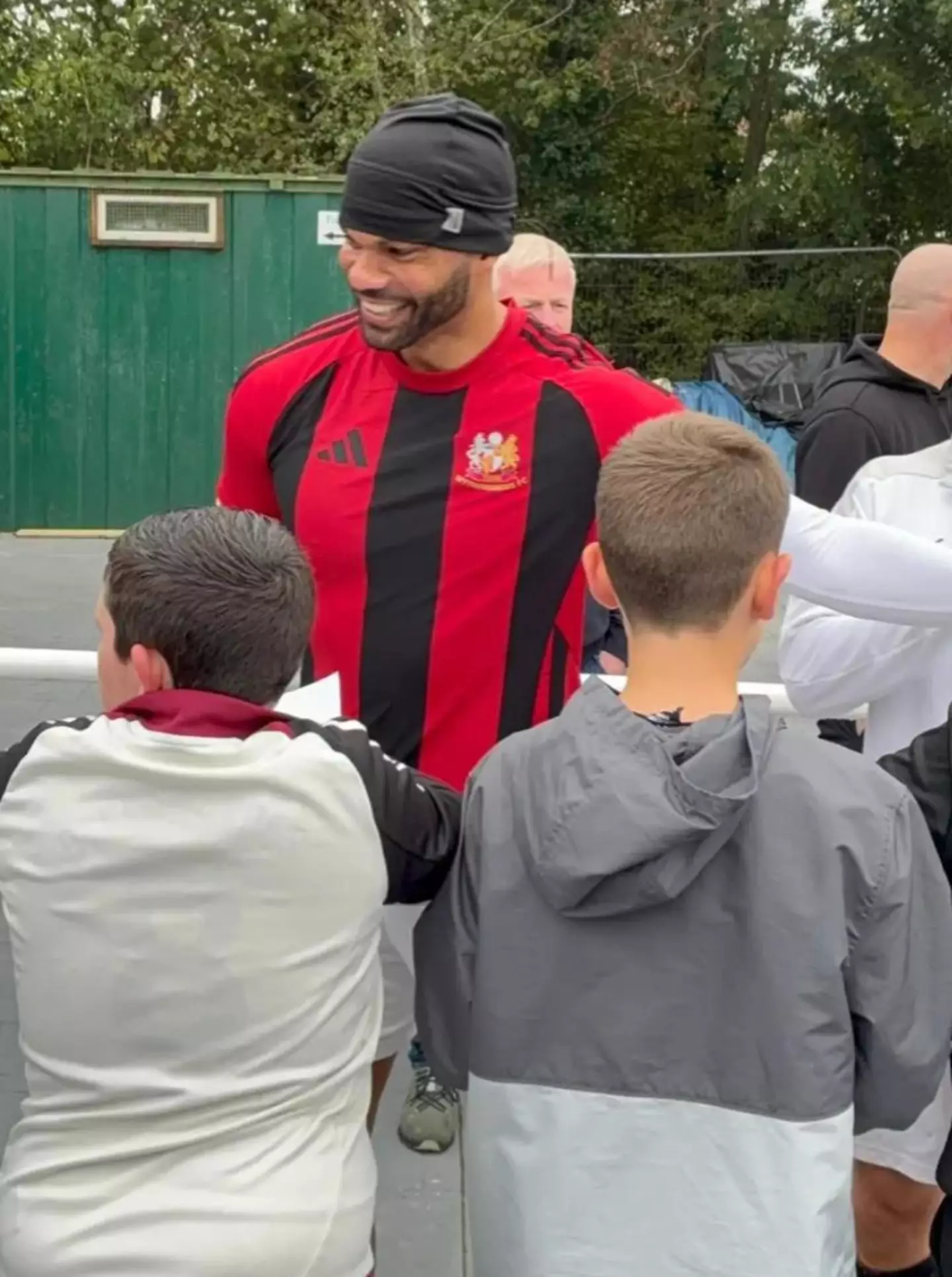 Joleon Lescott has scored four playing for a striker for Wythenshawe. Image: TikTok/@wythenshawefc