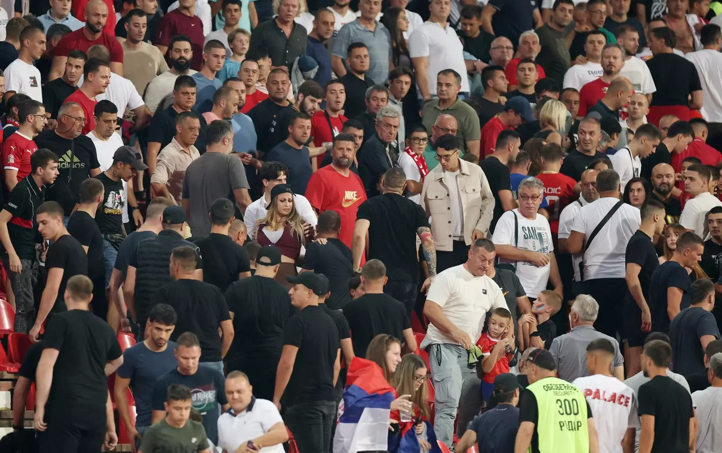 Riot police were eventually forced to intervene in the crowd. Image credit: Getty