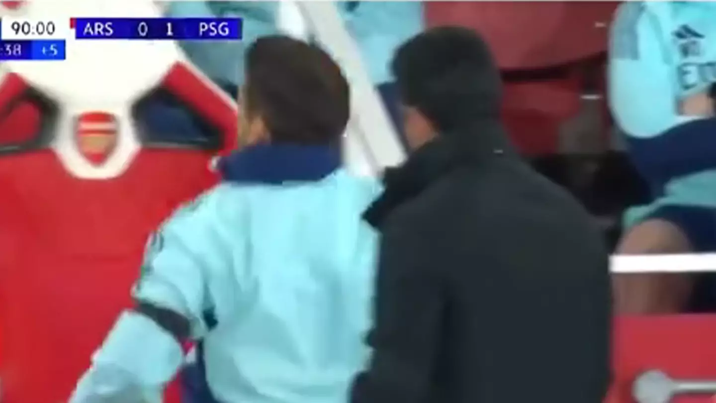 Fans think ‘cracks are showing’ between Mikel Arteta and Nicolas Jover after tense moment during Arsenal vs PSG