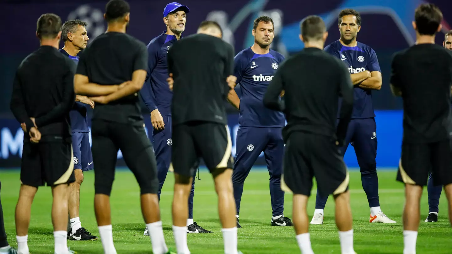  Thomas Tuchel is seen during last training ahead of their UEFA Champions League Group E match against Dinamo Zagreb. (Alamy)