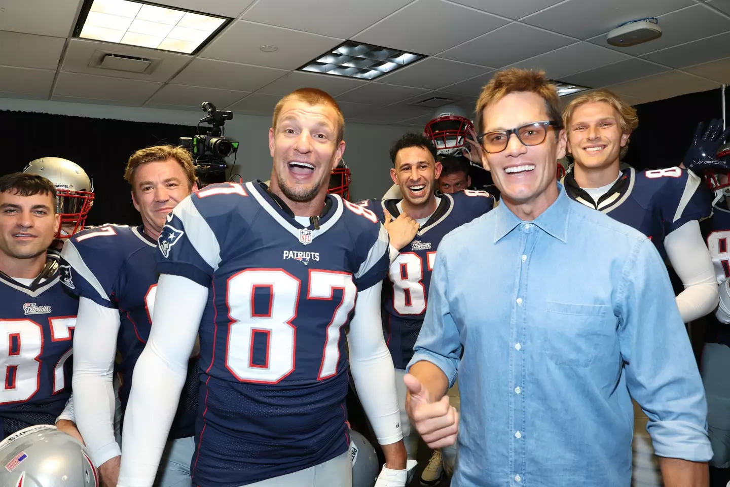 Rob Gronkowski and Tom Brady. Image: Kevin Mazur / Contributor via Getty