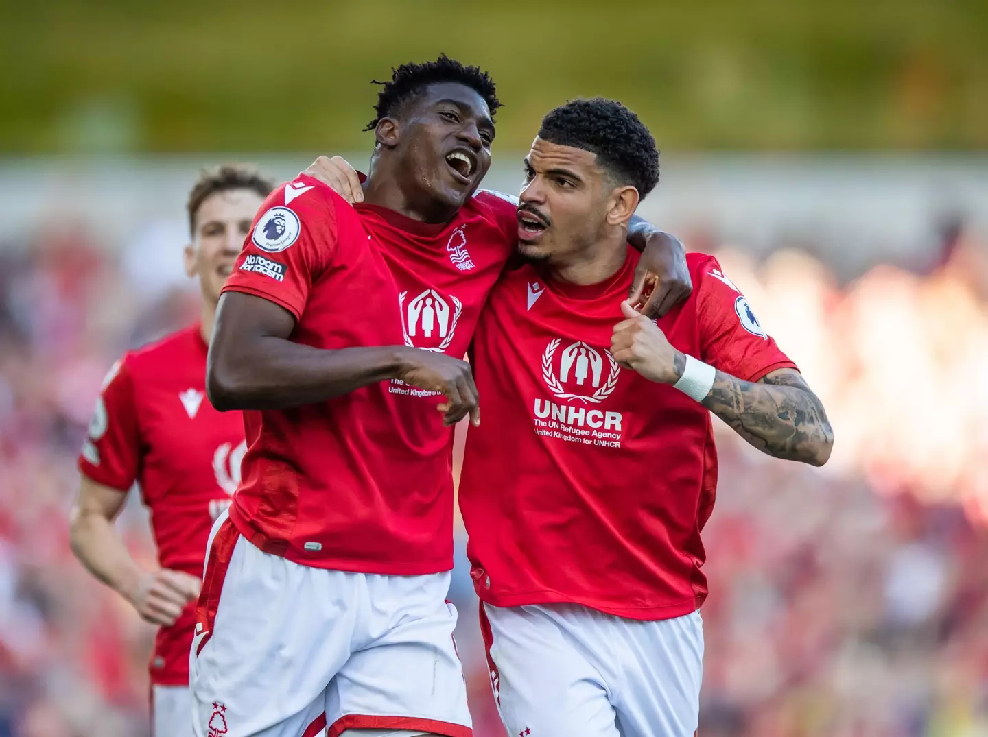 Nottingham Forest's Taiwo Awoniyi and Morgan Gibbs-White pictured (