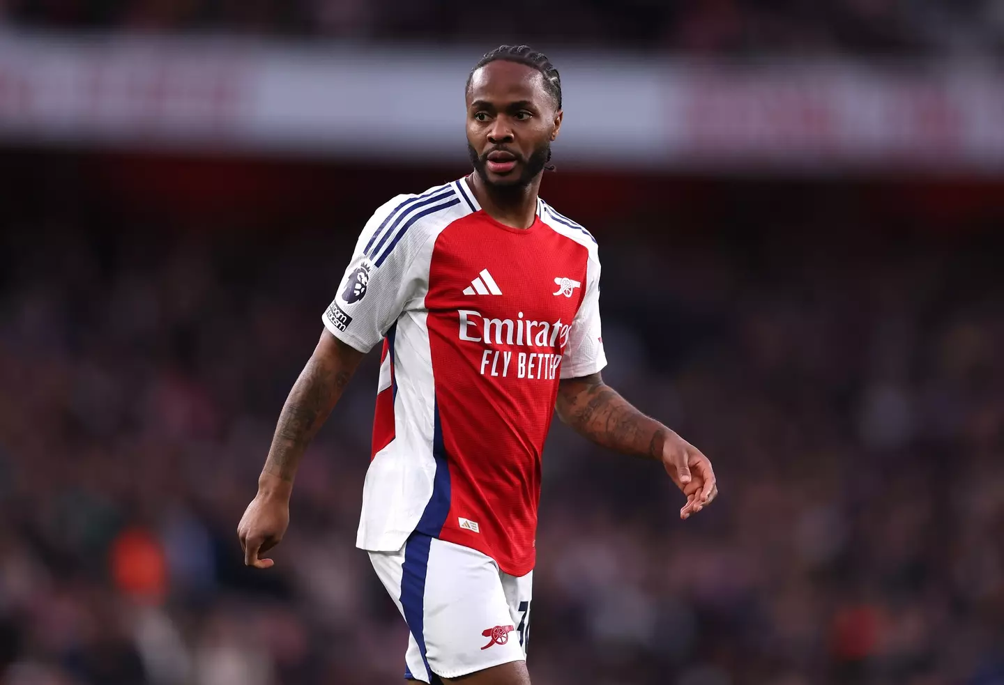 Raheem Sterling only started seven Premier League games for Arsenal last season. (Image: Getty)