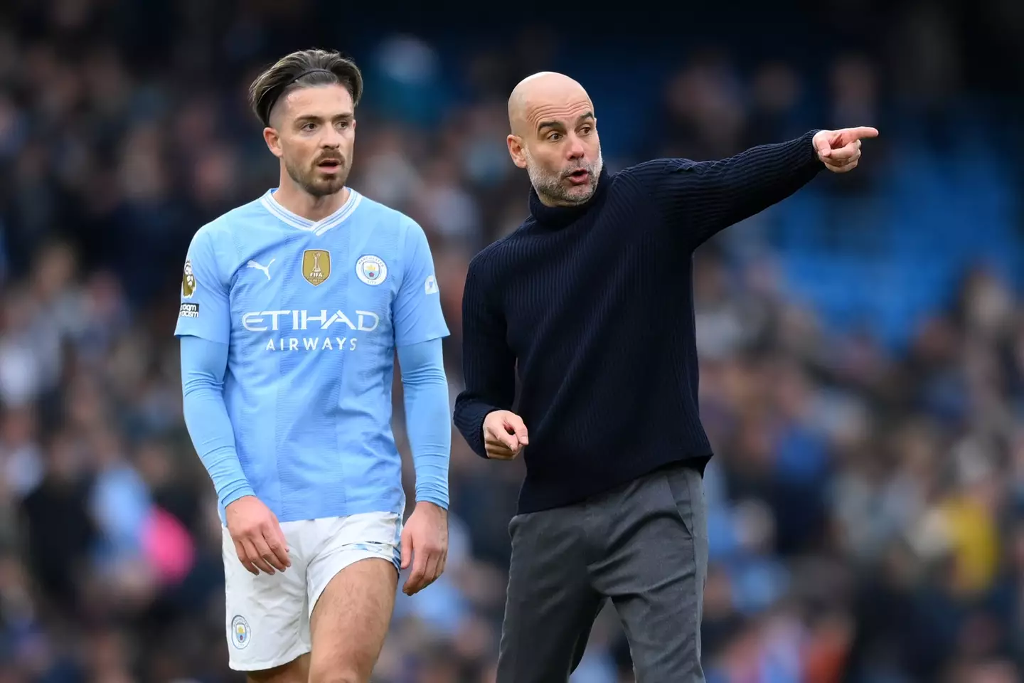 Guardiola appeared frustrated at Grealish's performance vs Arsenal (Getty)