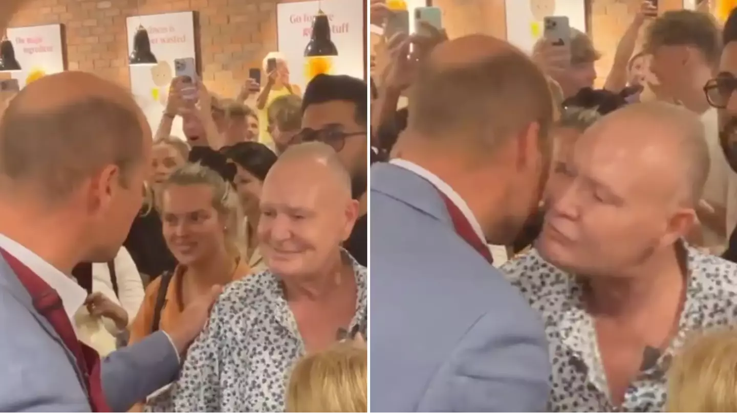 Paul Gascoigne kisses Prince William in chance Pret A Manger encounter